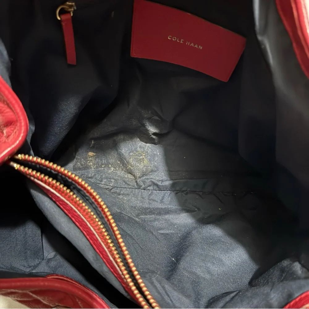 Cole Haan Red‎ Quilted Leather Satchel Bag Purse Classic Designer Old Money